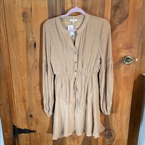 Blu Pepper Tan Button-Down Dress
